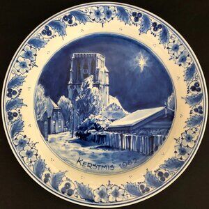 Royal Delft Blue 1962 "KERSTMIS" Plate "Star of Bethlehem" Christmas Charger